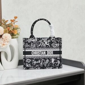 Dior Black and White Toile de Jouy Canvas Book Tote